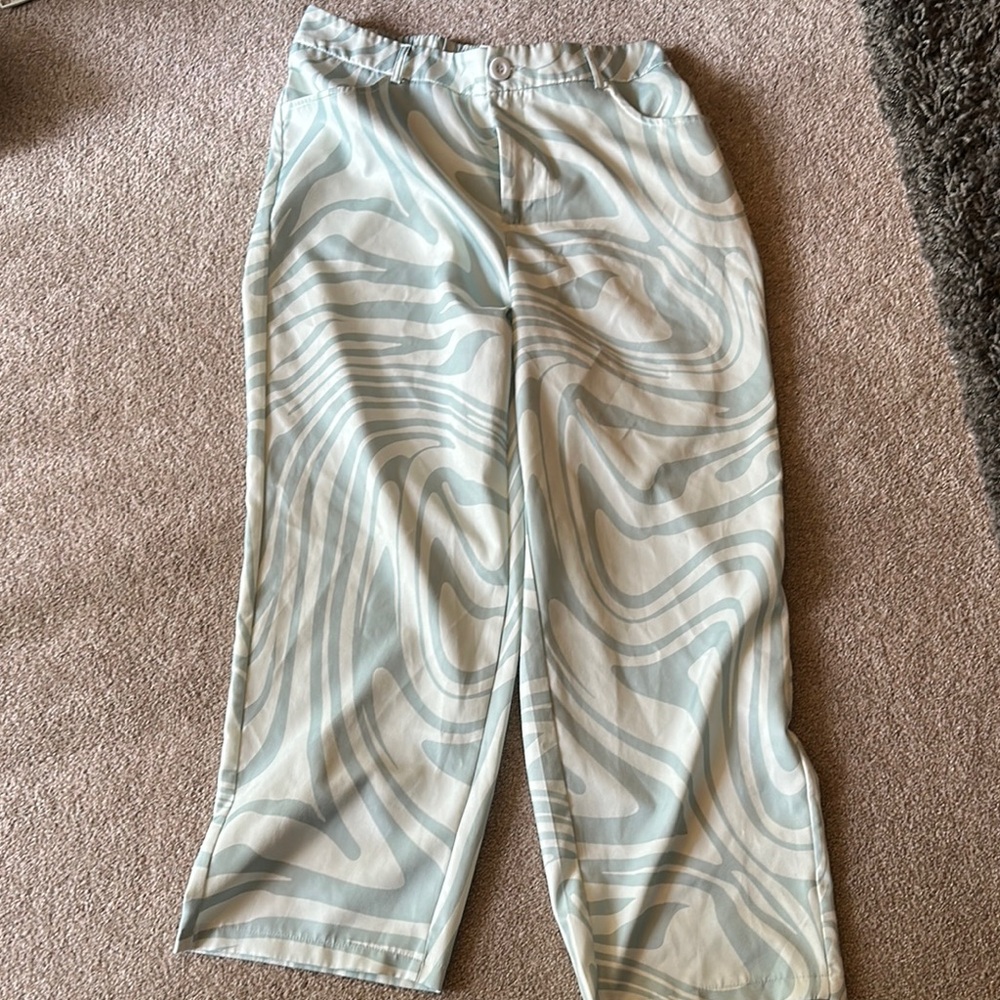 SHEIN Light Blue Abstract Pattern Pants